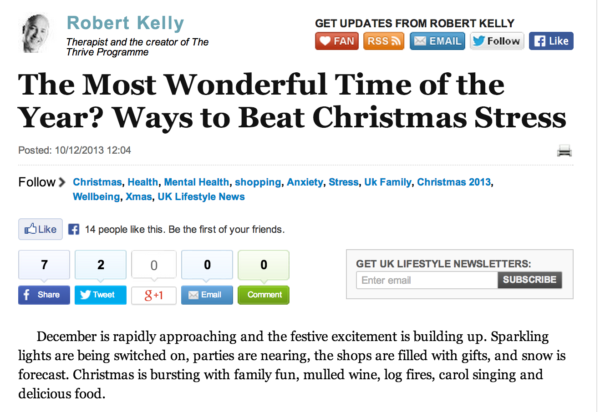 It's the most wonderful time of the year: how to beat xmas stress The Thrive Programme - newspaper